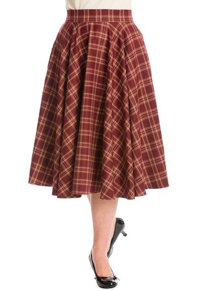 Юбка-трапеция Adore Her бордовая винтажная распашная юбка в клетку в стиле ретро