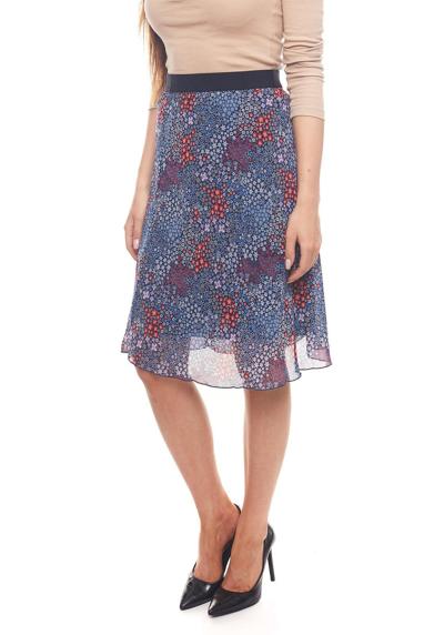 Летняя юбка, шифоновая юбка, милая женская весенняя юбка с цветочным узором, выходная юбка синего цвета