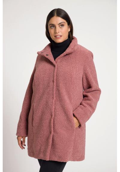 Зимнее пальто-плюшевое пальто А-силуэта с воротником-стойкой, приятное мягкое