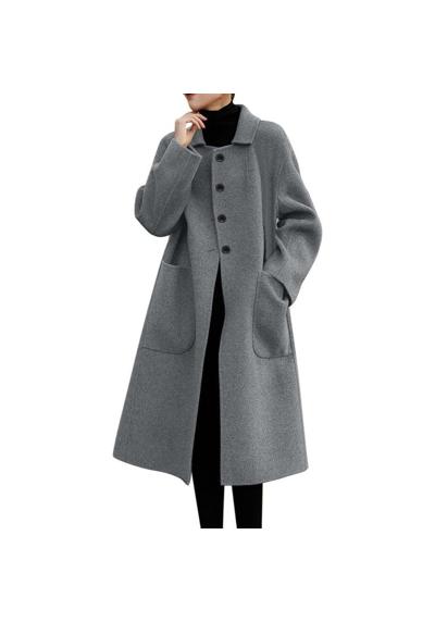 Длинное пальто, шерстяное пальто, тренч, женское зимнее пальто с длинными рукавами, свободная переходная куртка