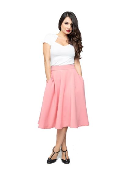 Юбка-трапеция с карманом и высокой талией, розовая винтажная распашная юбка в стиле ретро