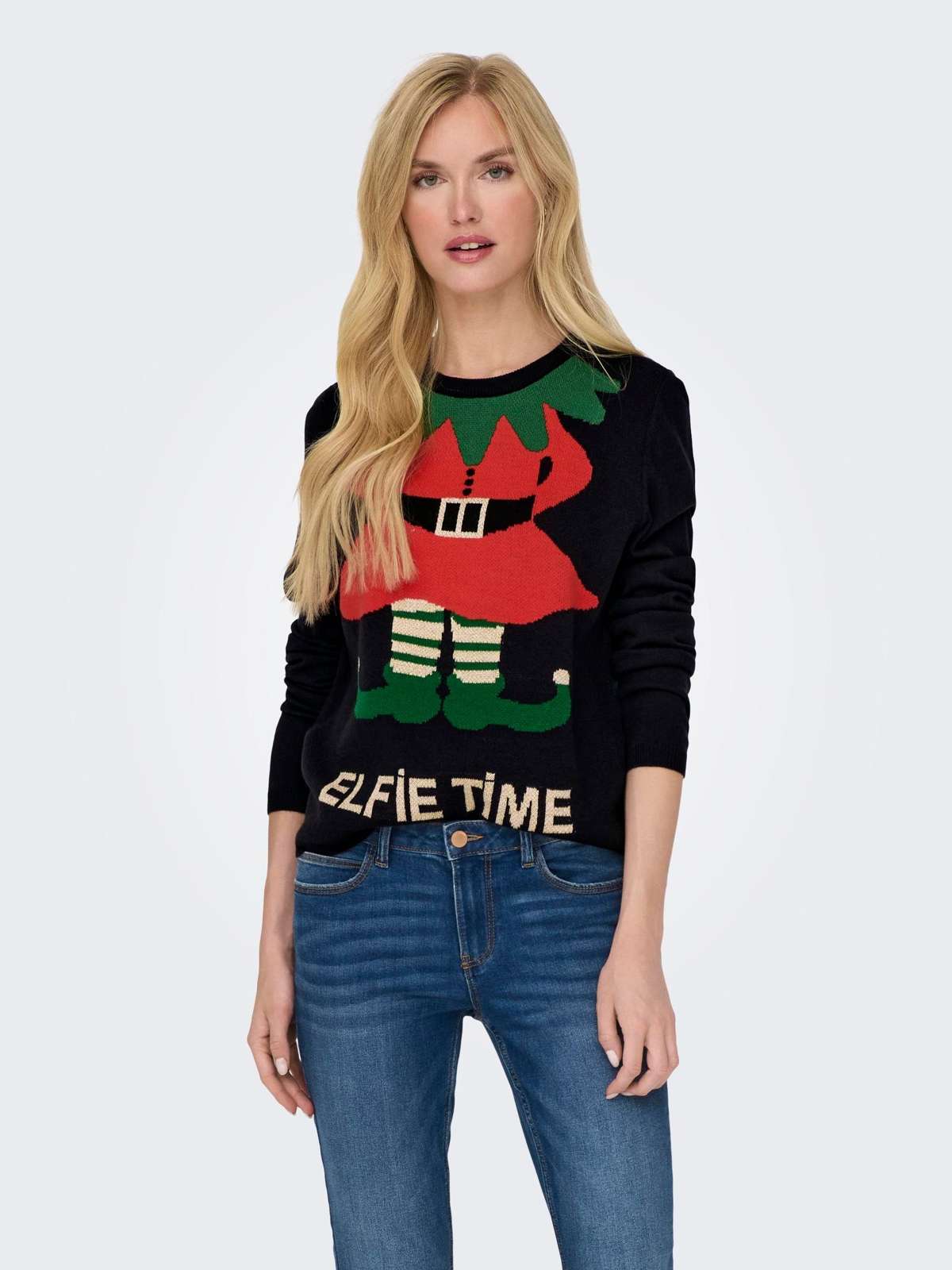 Рождественский свитер ONLXMAS SELFIE LS O-NECK BOX KNT