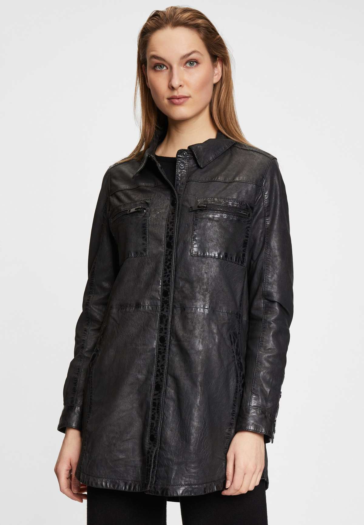 Кожаная куртка G2WMalia натуральная кожа женская кожаная рубашка наппа цвета ягненка черная