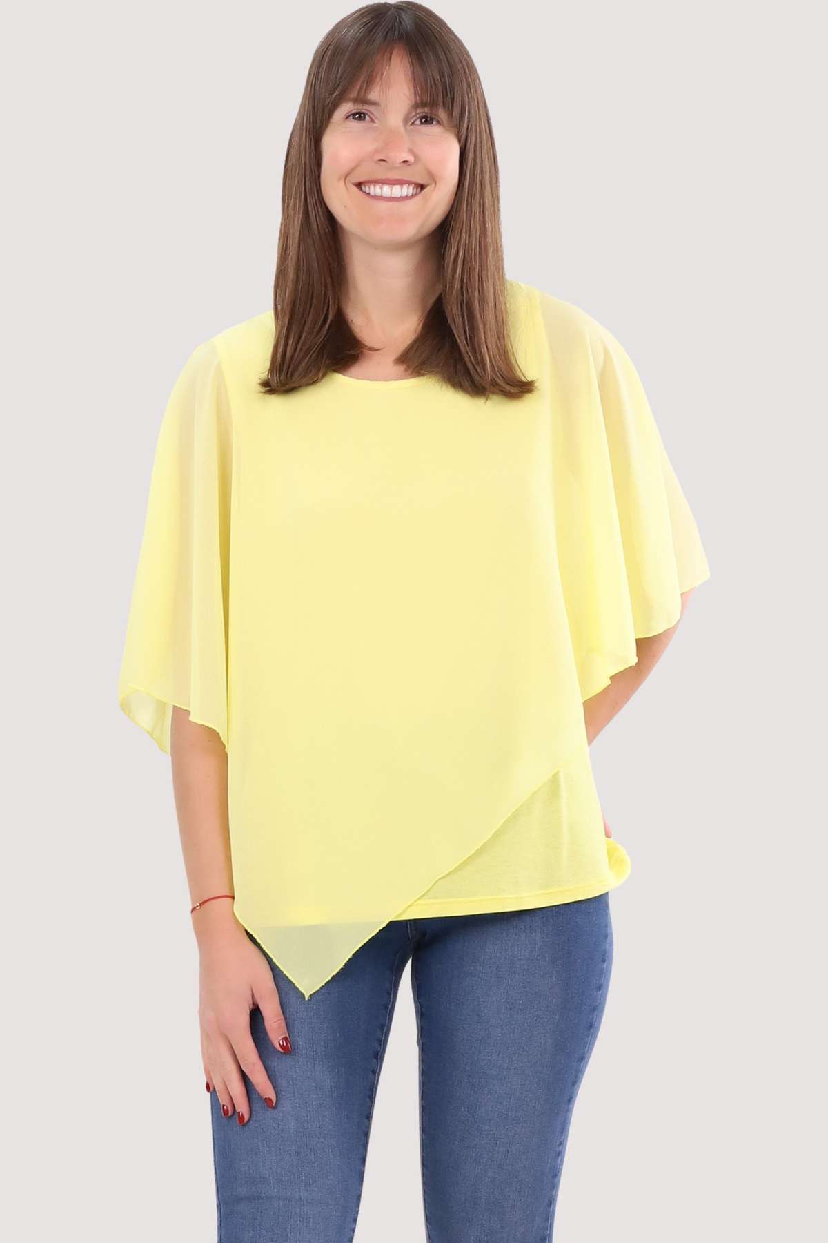 Шифоновая блузка 10732 блузка-слип блузка-рубашка асимметричного кроя, один размер