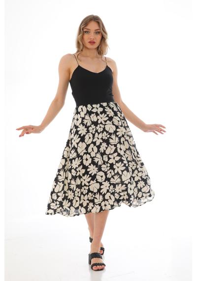 Юбка-трапеция летняя юбка длинная с карманами в цветочек