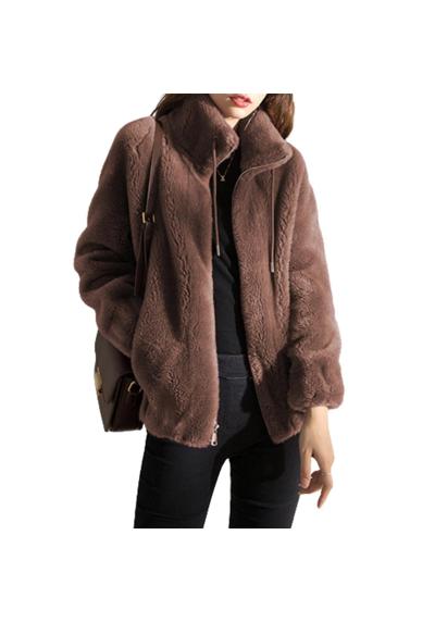 Полупальто женское зимнее пальто, однотонное термопальто с воротником-стойкой
