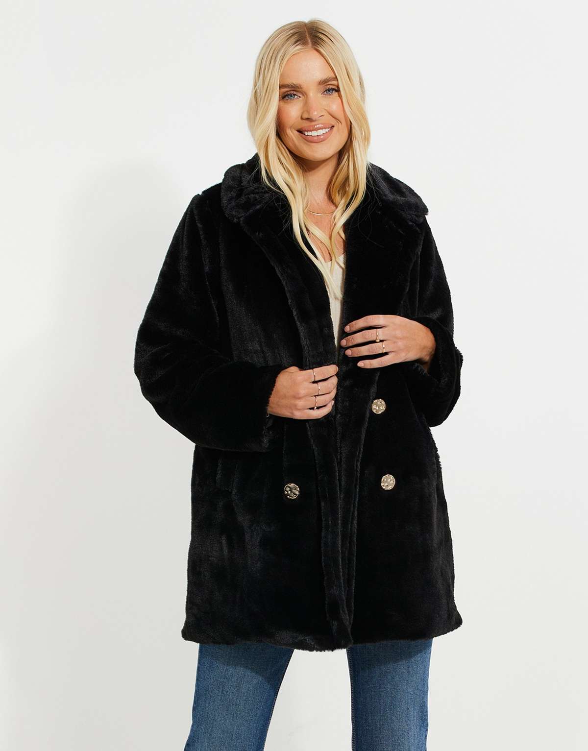 Шерстяное пальто THB Furry Fur Coat