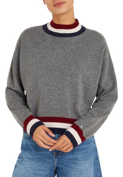 Вязаный свитер GS WOOL CASHMERE MOCK-NK SWT с полосой Global Stripe на манжетах