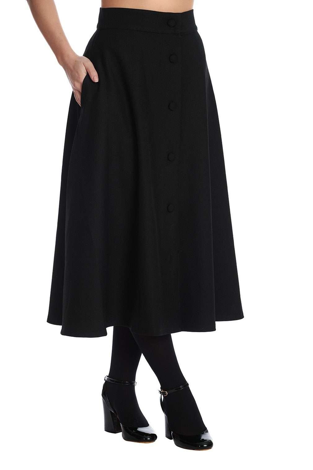 Юбка-трапеция Book Worm Черная винтажная распашная юбка в стиле ретро