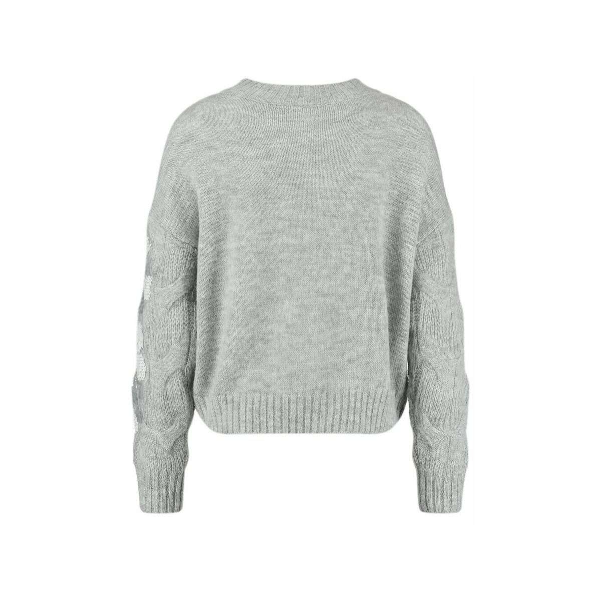 Свитер-пуловер с круглым вырезом, украшенный пайетками
