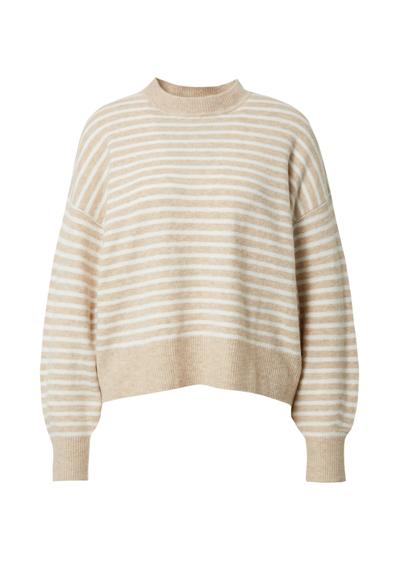 Вязаный свитер с круглым вырезом и рукавами-блузонами