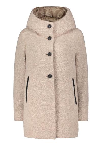 Длинное пальто с капюшоном из смеси материалов