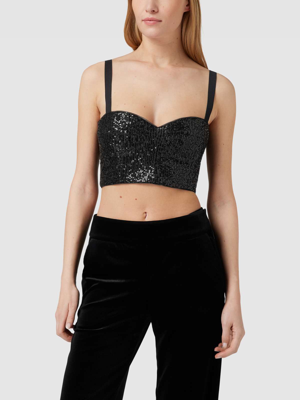 Crop Top mit Paillettenbesatz