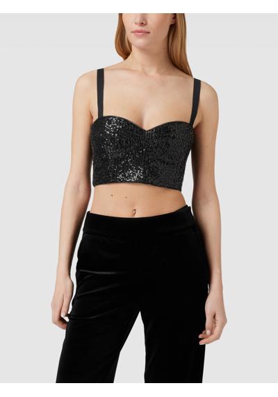 Crop Top mit Paillettenbesatz