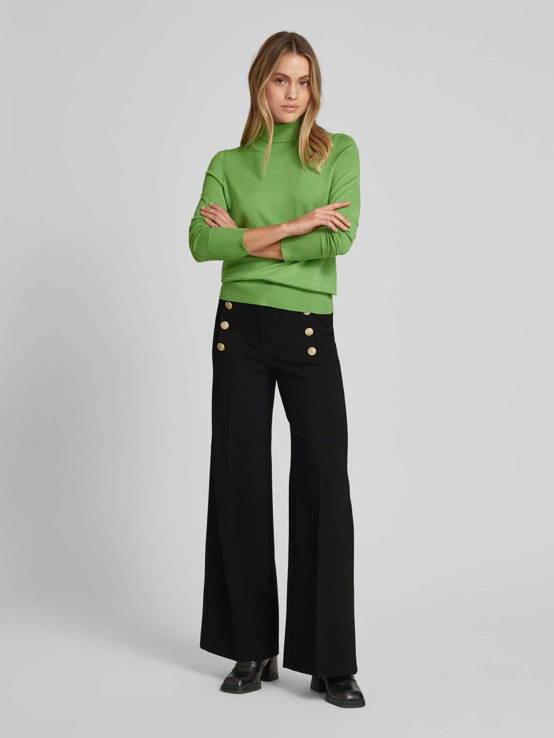 Широкие брюки с планкой на пуговицах BRIDGET