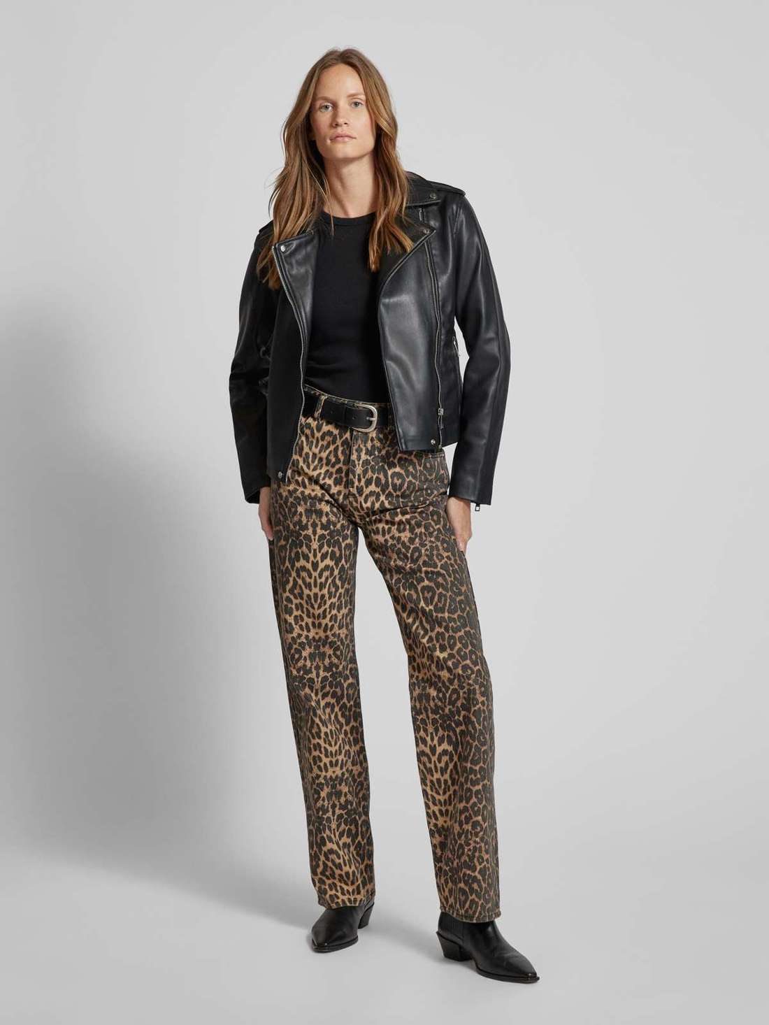 Джинсы прямого кроя с животным принтом Simona Leopard