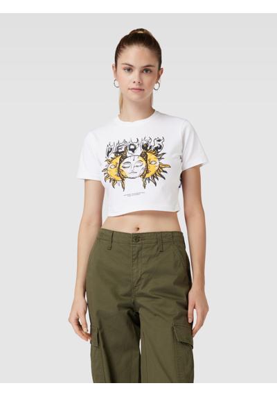 Crop T-Shirt mit Motiv-Print