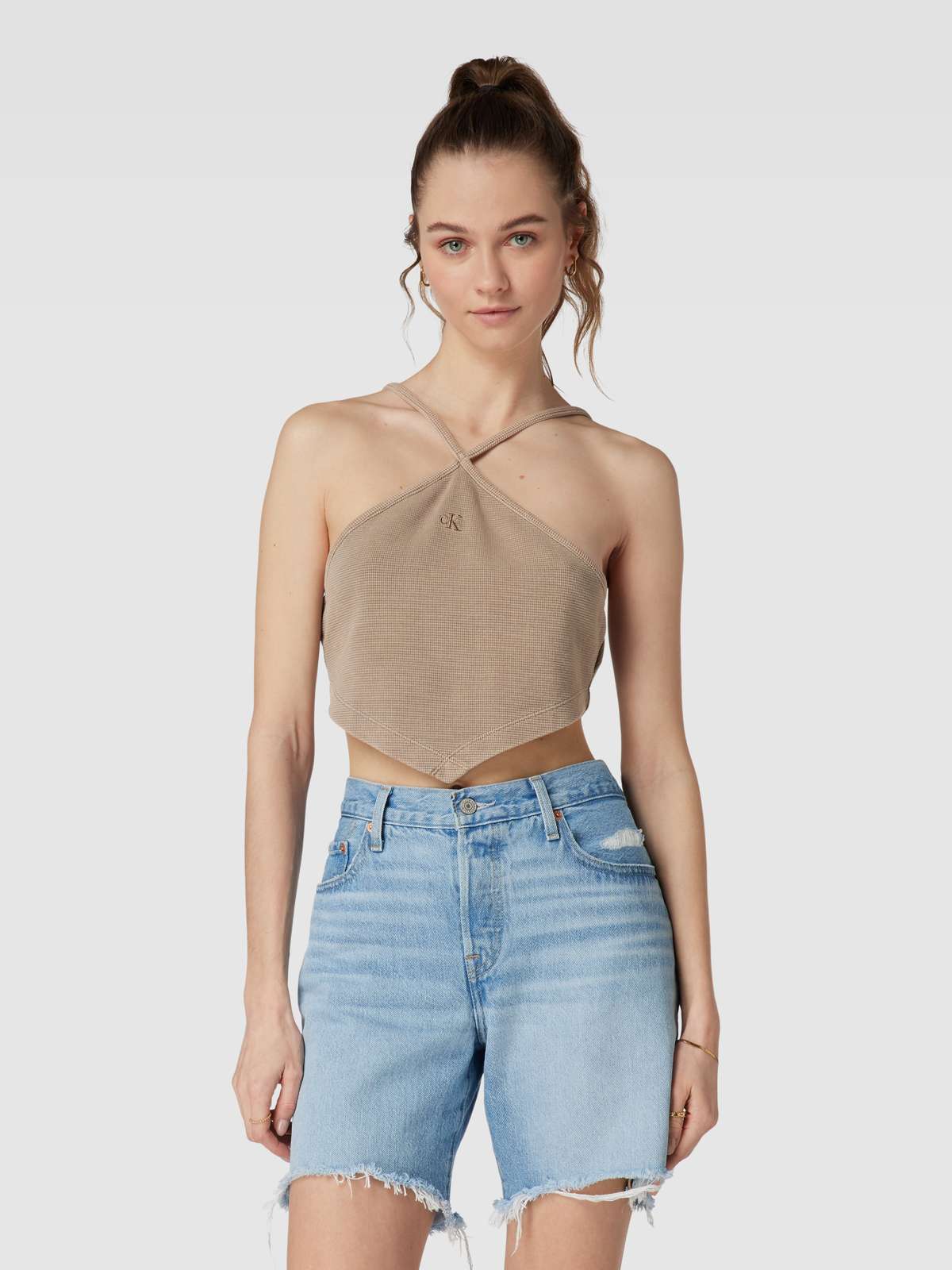 Crop Top mit Strukturmuster