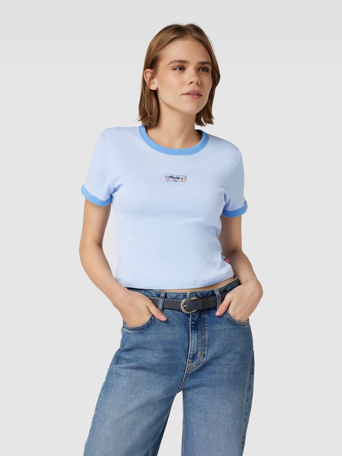 Cropped T-Shirt mit Motiv-Patch