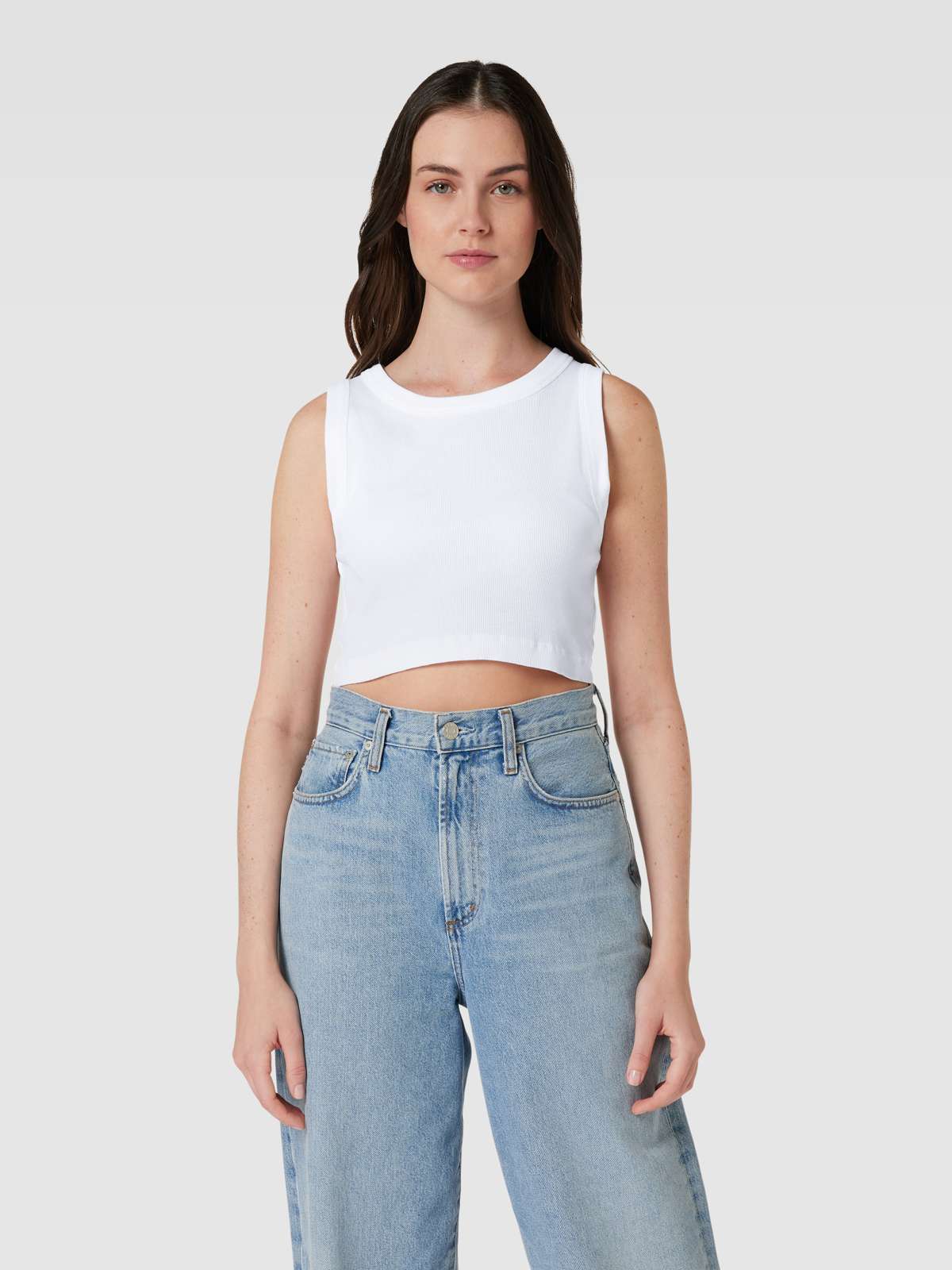 Crop Top mit gerippten Abschlüssen