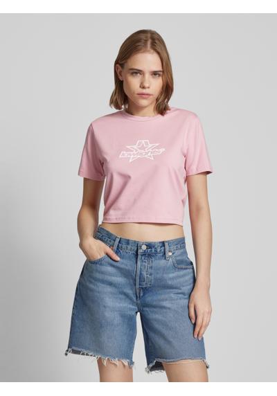 Cropped T-Shirt mit Label-Print