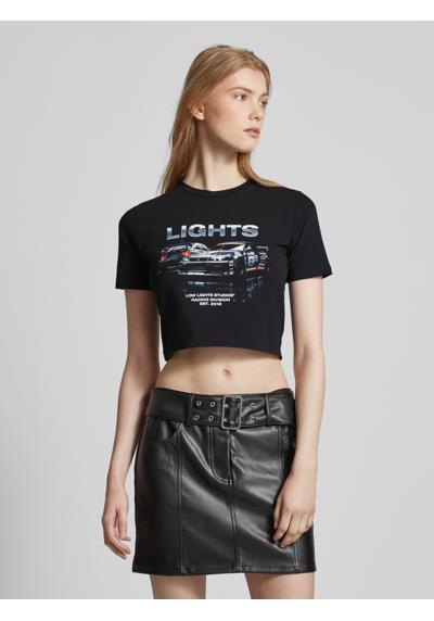 Cropped T-Shirt mit Motiv-Print