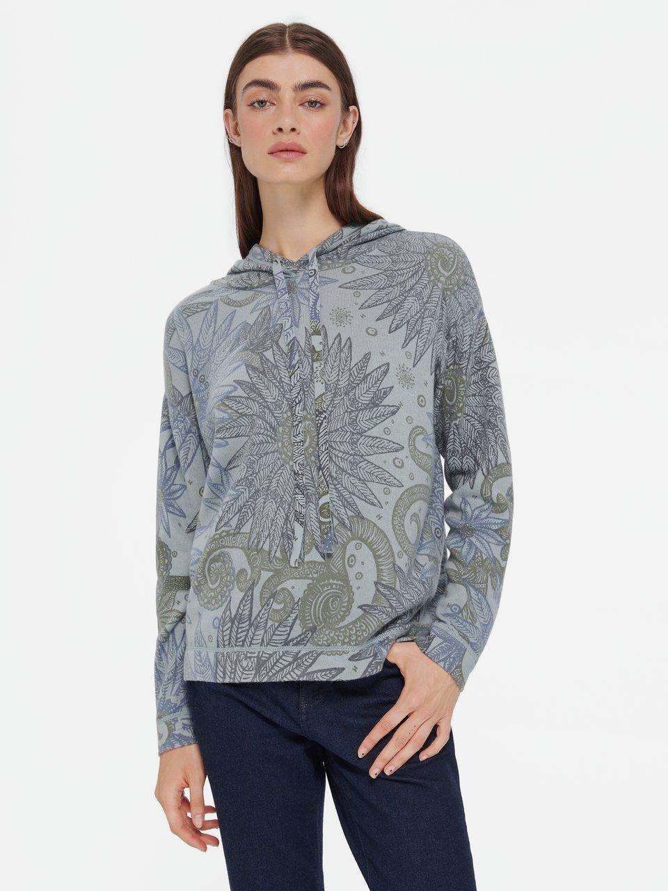 Кашемировый свитер с цветочным узором по всей поверхности.
