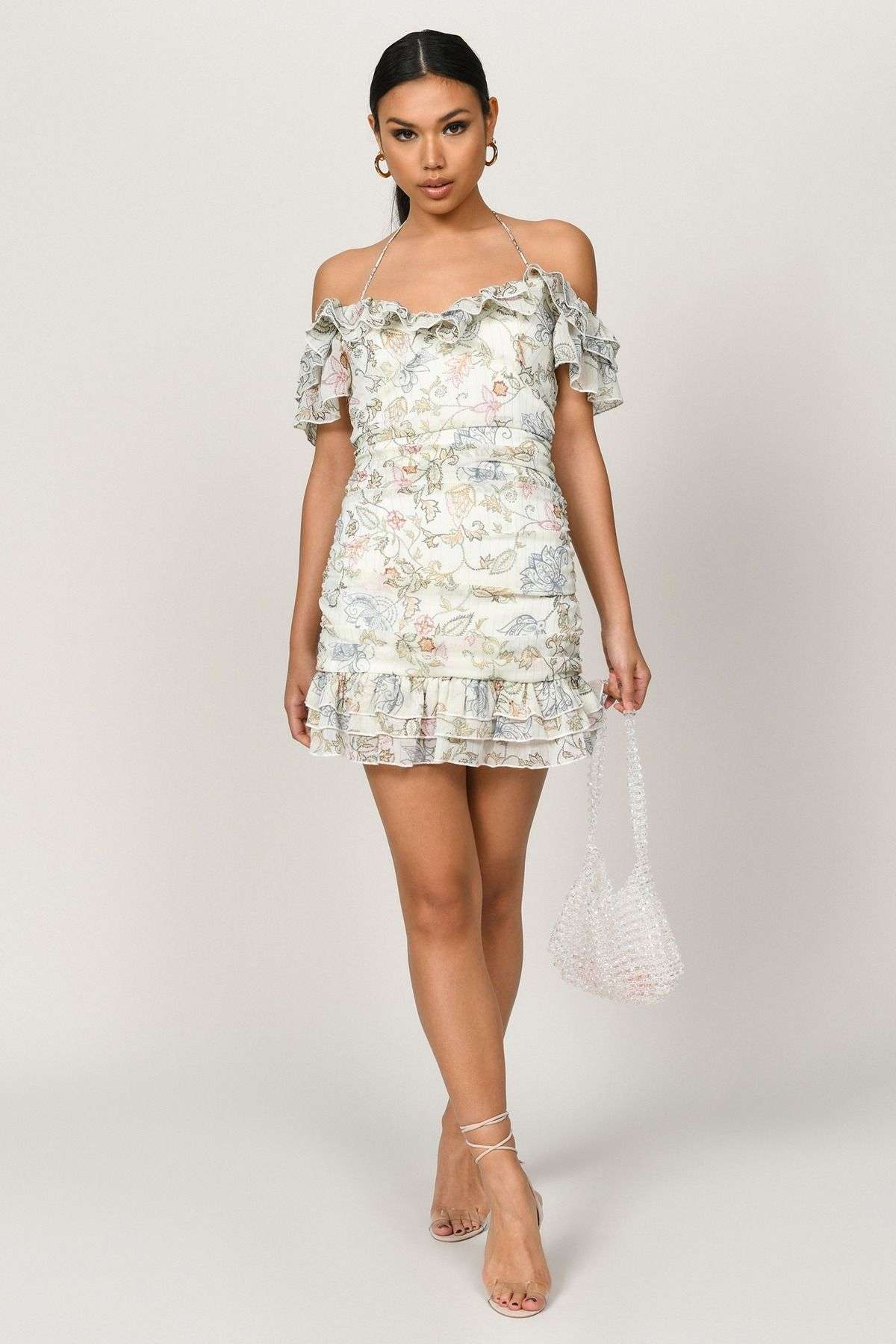 Мини-платье Rowena с открытыми плечами и цветочным принтом
