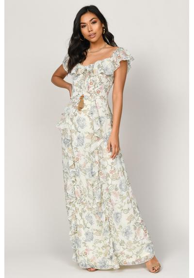 Платье макси Layna с цветочным принтом и рюшами