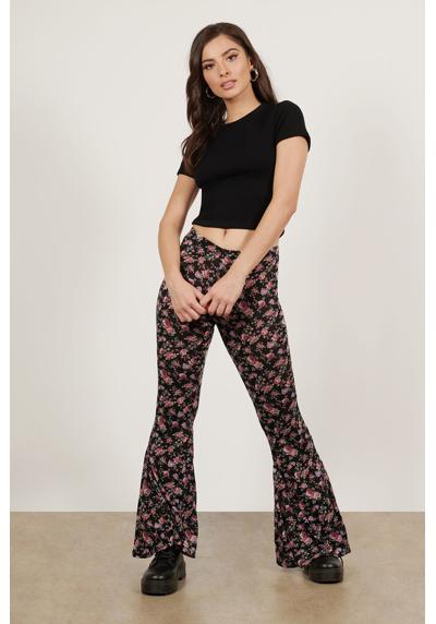 Расклешенные брюки с цветочным принтом