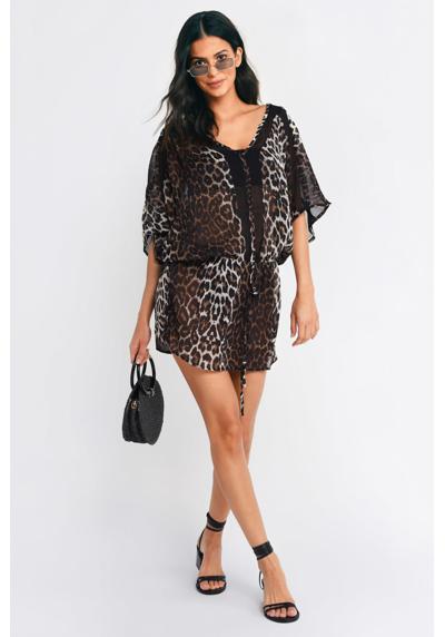 Мини-платье прямого кроя с леопардовым принтом Swept Away