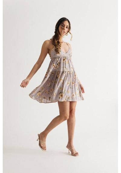 Мини-платье Delanie с цветочным принтом и плиссированной юбкой