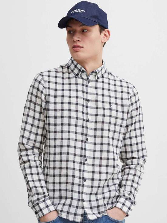 синий клетчатый