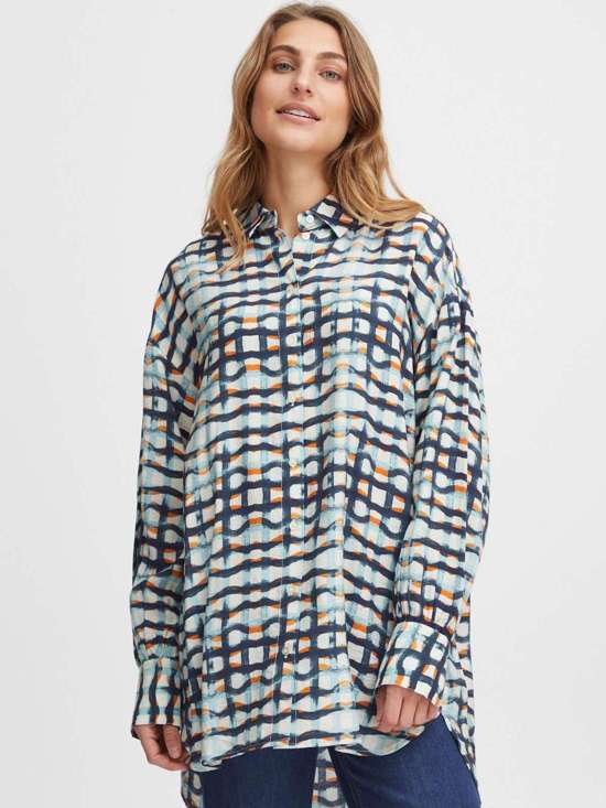 синий узорчатый