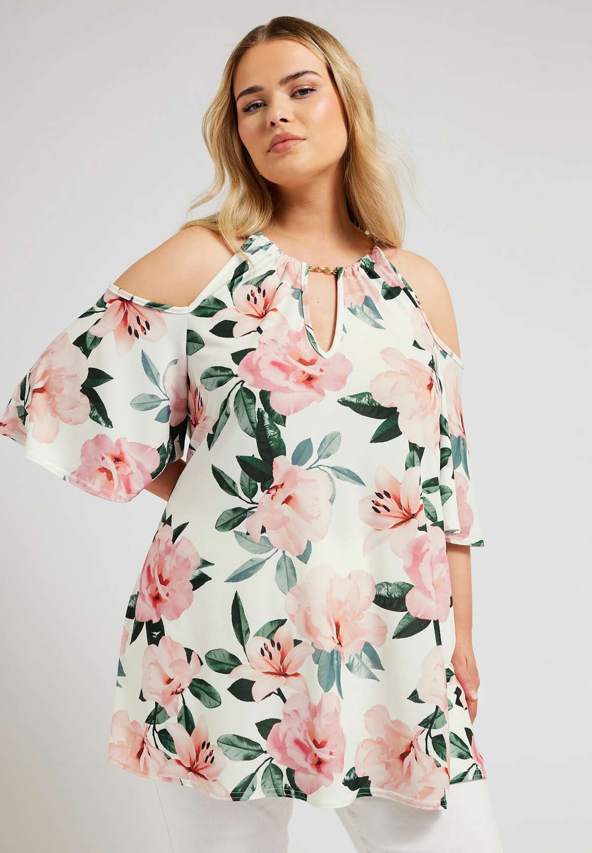Туника FLORAL CHAIN COLD SHOULDER