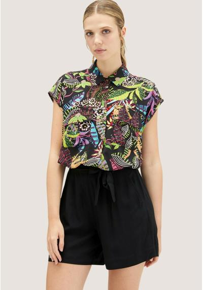 Блуза-рубашка CROPPED CON TASCHE TROPICAL PRINT