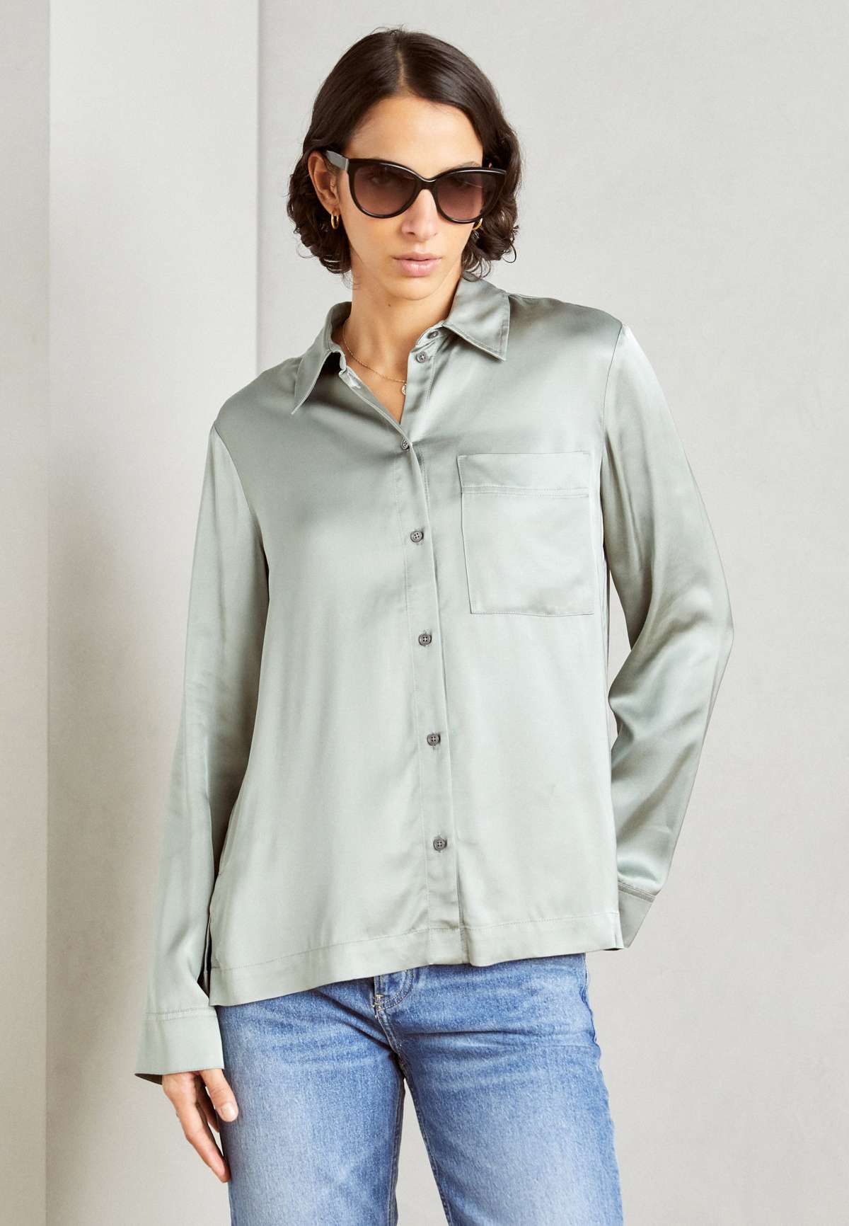 Блуза-рубашка BLOUSE CASUAL FIT KENT COLLAR LONG SLEEVES CHEST POCKET