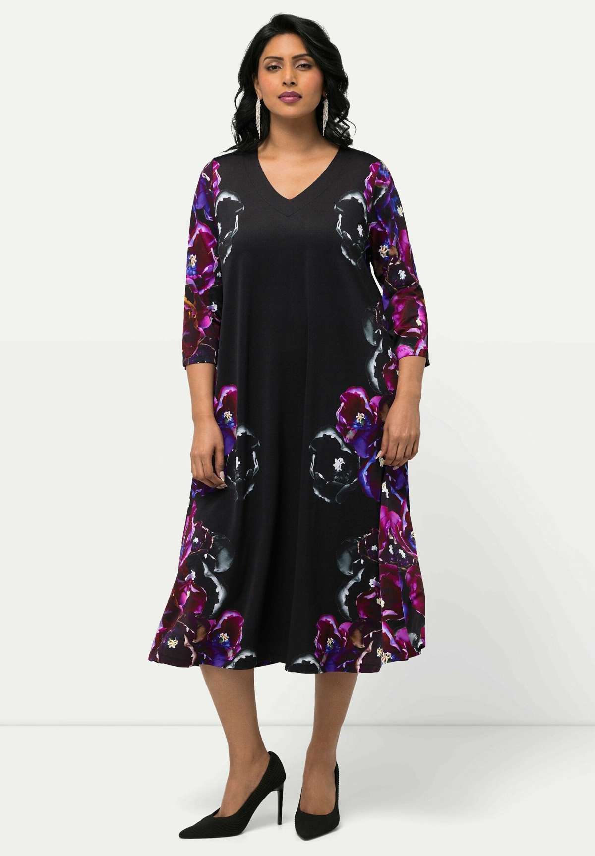 Трикотажное платье FLORAL MOTIF 3/4 SLEEVE SLINKY