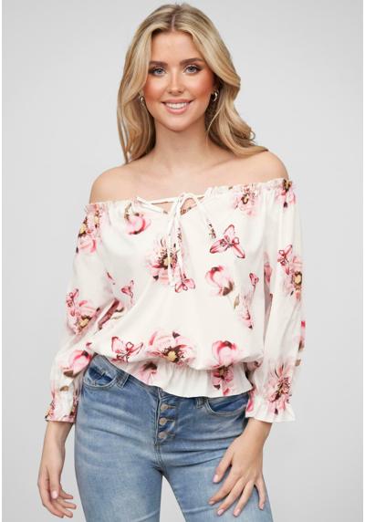 Блузка OFF-SHOULDER MIT BINDEDETAIL UND ALL OVER BLUMEN