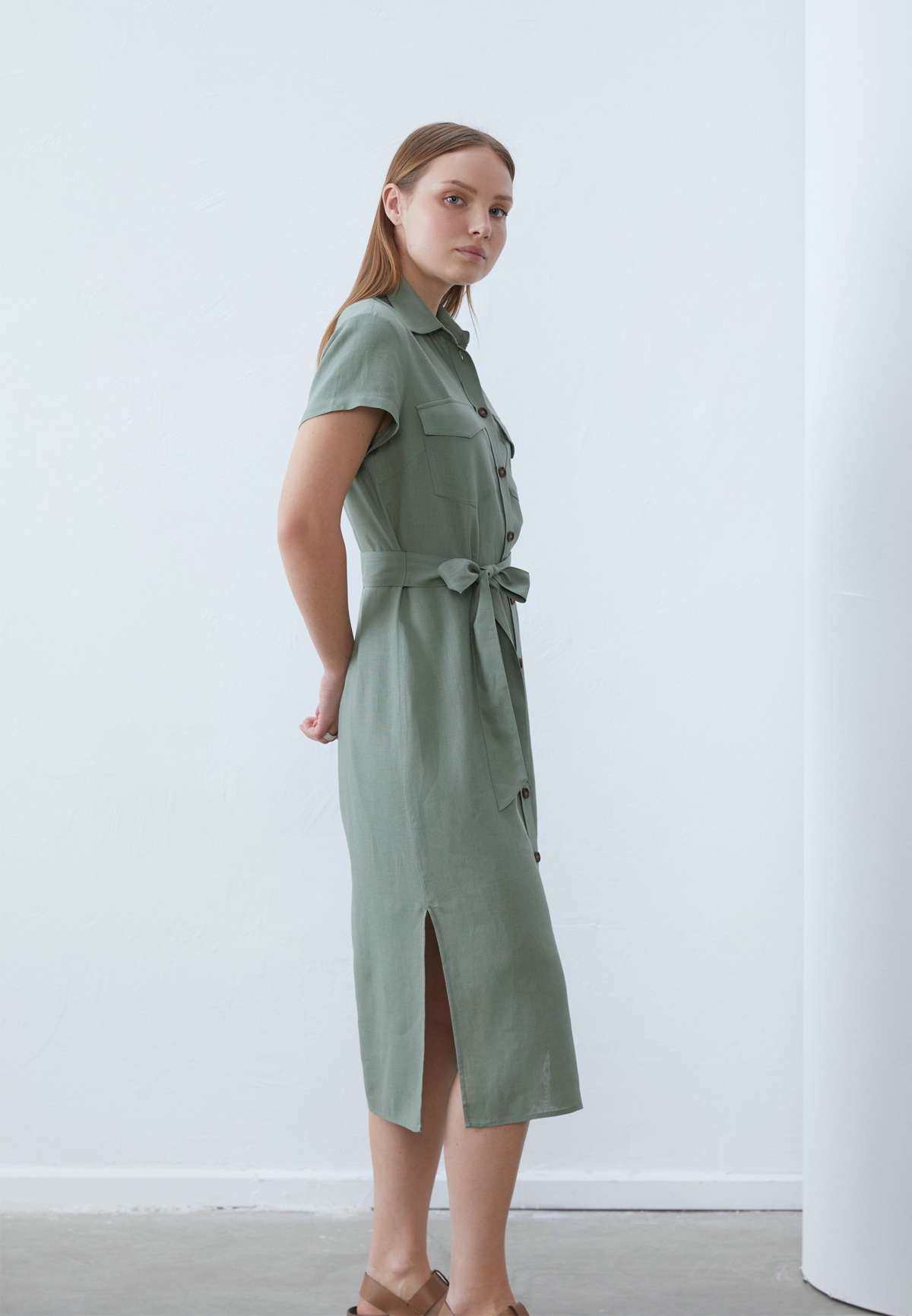 Платье-блузка LINEN BLEND SHIRT DRESS