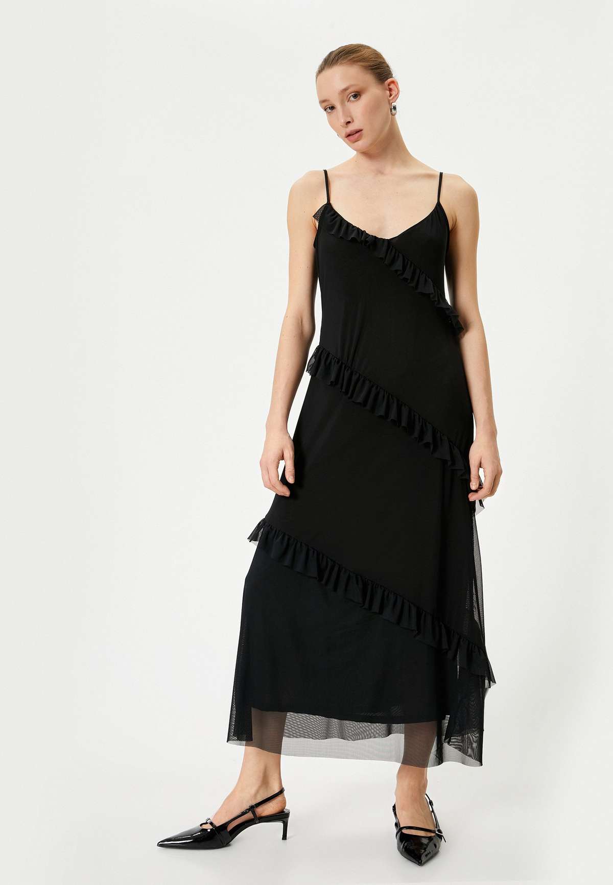 Платье STRAPPY RUFFLE LONG