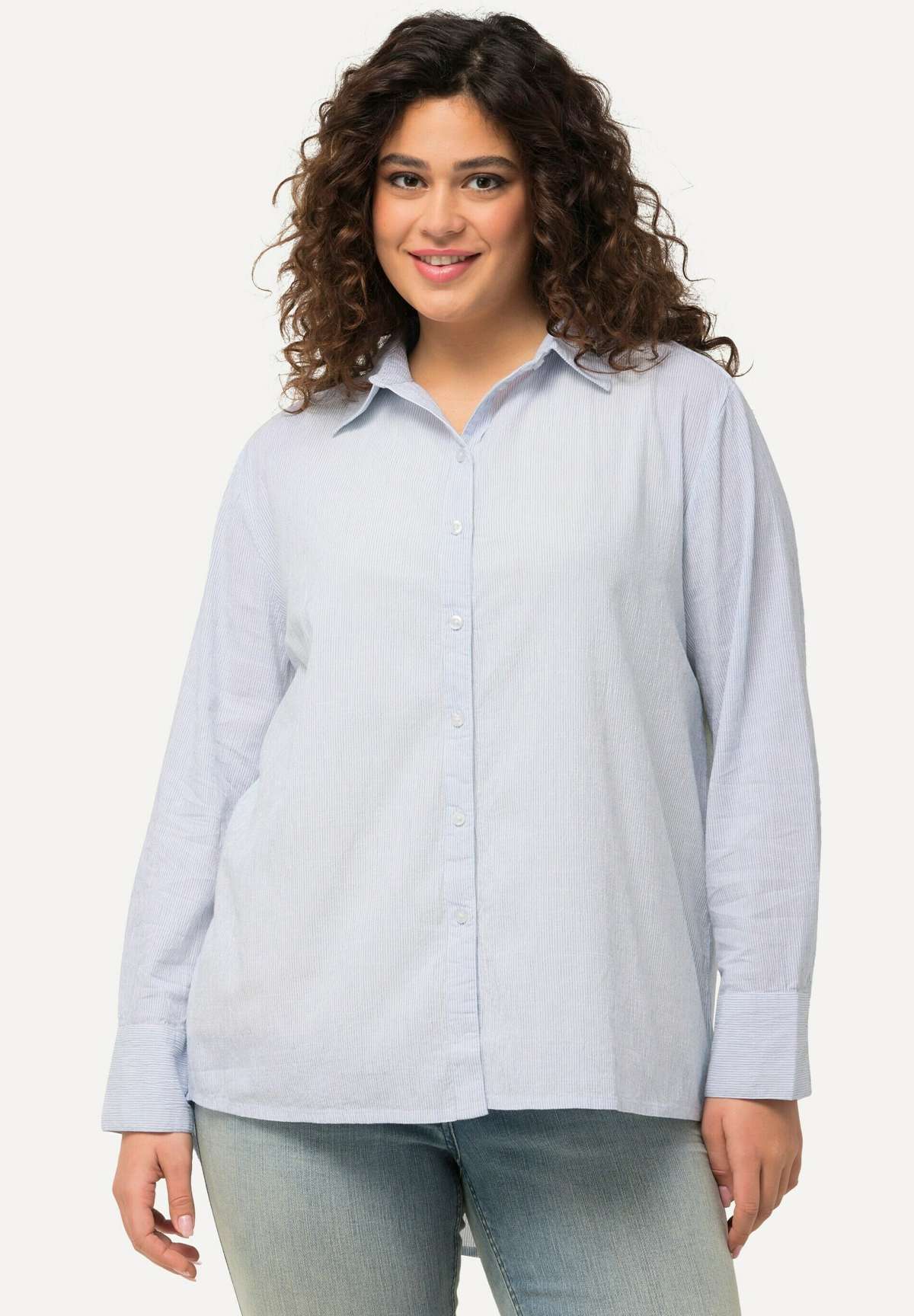 Блуза-рубашка PINSTRIPED LONG SLEEVE BUTTON