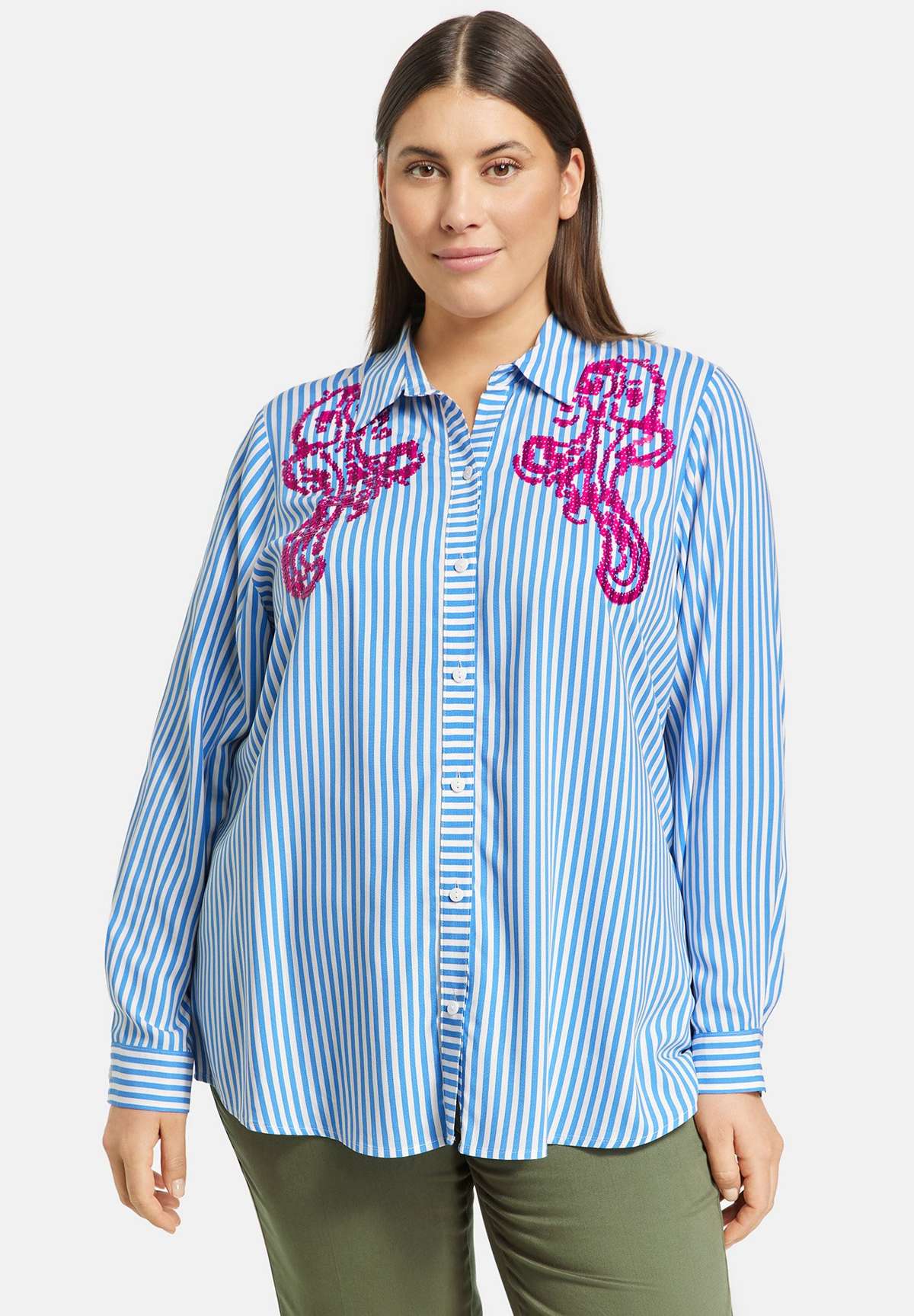 Блуза-рубашка LANGARM MIT PAILLETTEN-DEKOR