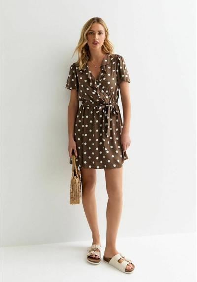 Трикотажное платье POLKA-DOT WRAP-FRONT MINI