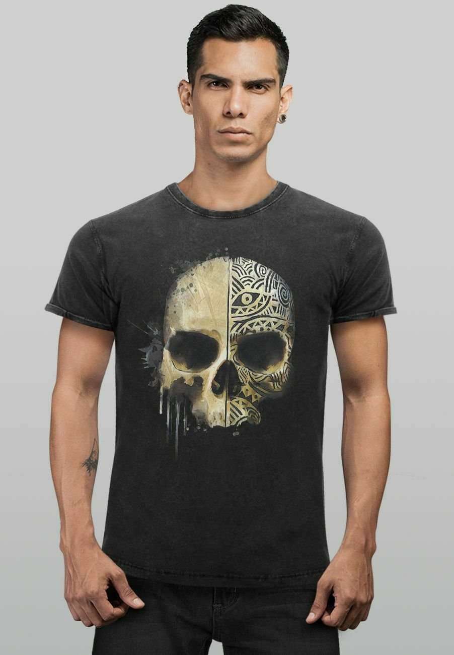 Футболка VINTAGE BEDRUCKT TOTENKOPF TOTENSCHADEL SKULL TATTO