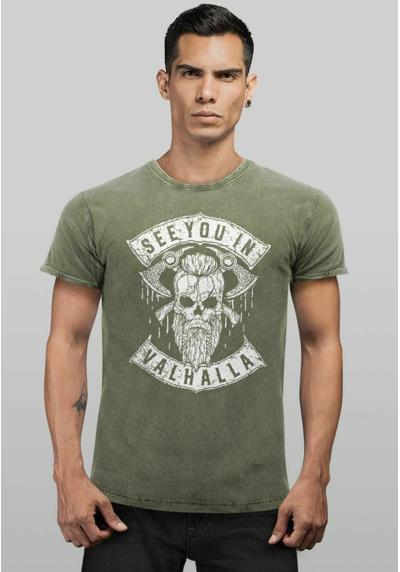 Футболка VINTAGE SEE YOU IN VALHALLA WIKINGER TOTENKOPF SKULL