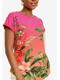 pink ombre tropical print