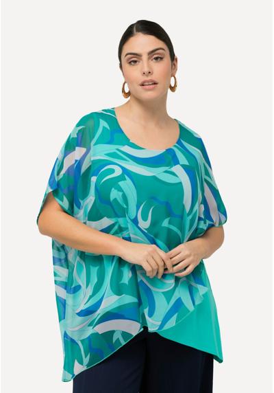 Блузка LAYERED WAVE PRINT BATWING SLEEVE