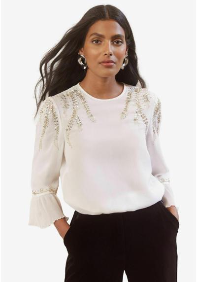 Джинсы EMBELLISHED CREW NECK FLUTE SLEEVE