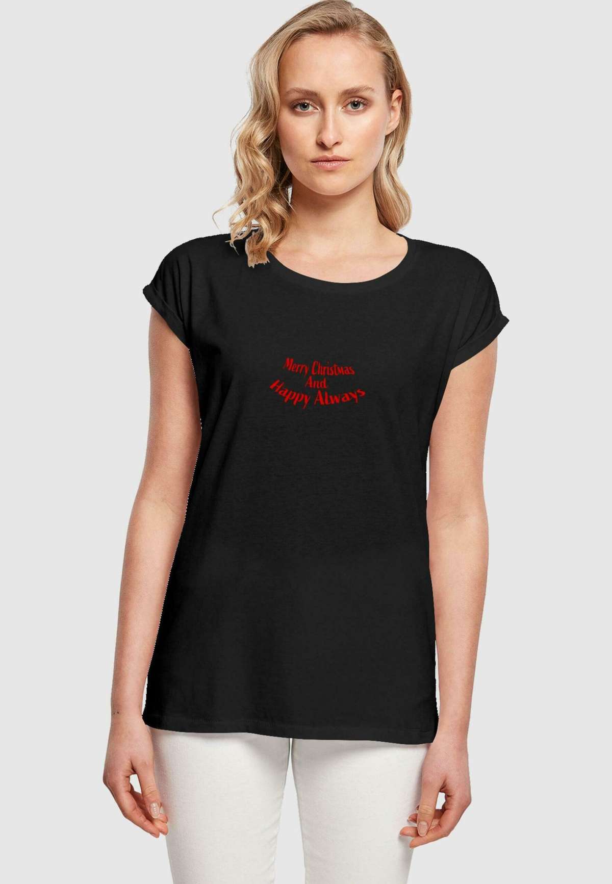 Футболка MERRY CHRISTMAS AND HAPPY ALWAYS EXTENDED SHOULDER TEE